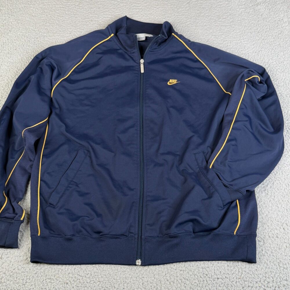 VTG NIKE Track Jacket Men L Blue Full Zip Athletic Pocket Sportswear Streetwear